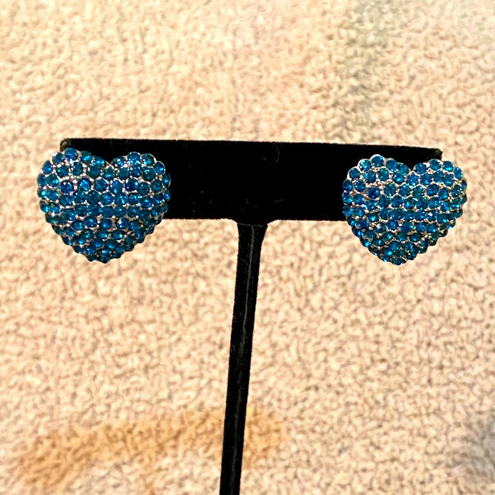 Faux gemstone heart-shaped earrings (matching necklace listed separately)